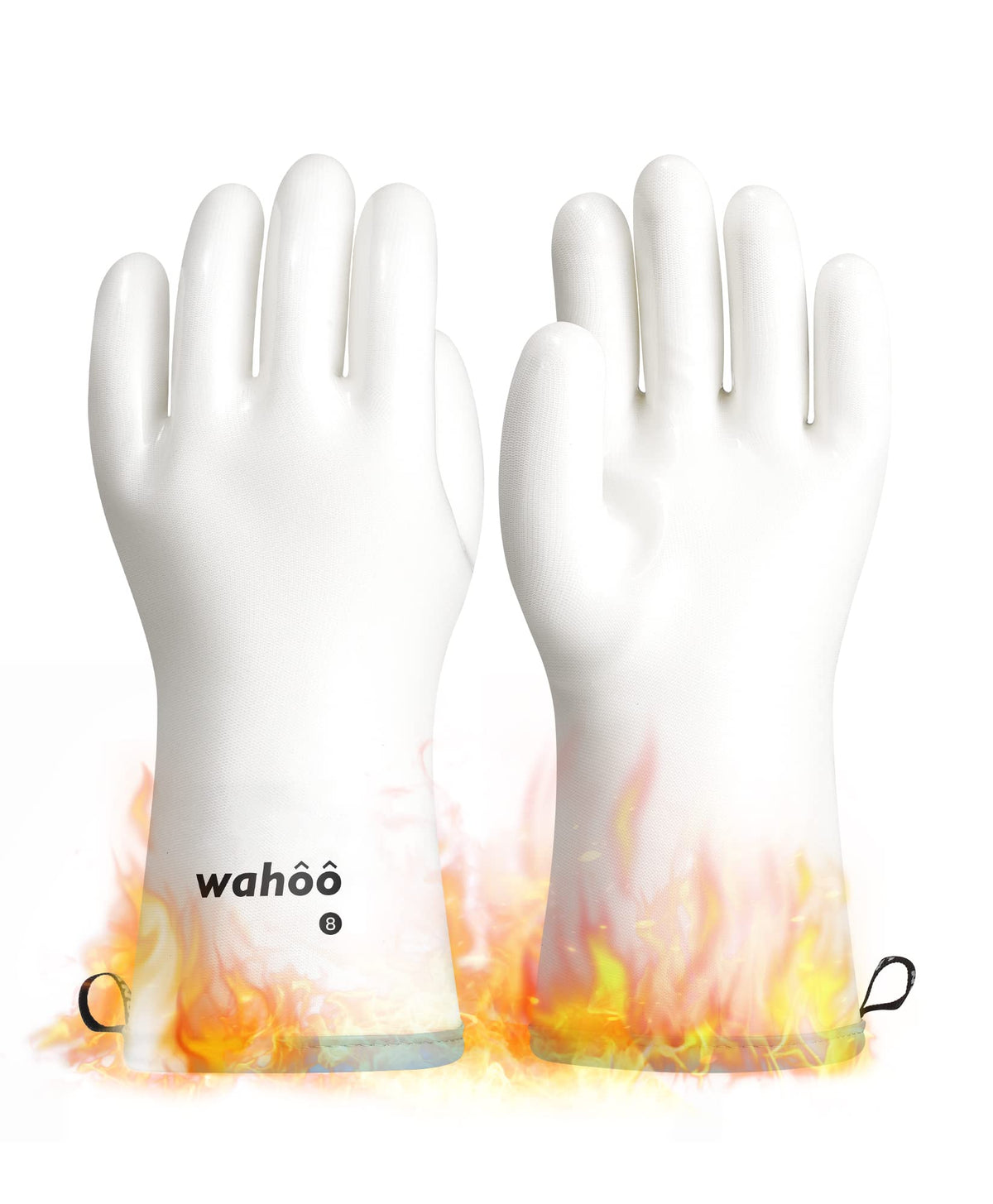 LANON Wahoo Liquid Silicone Oven Mitts,Heat Resistant Gloves,White,M/8
