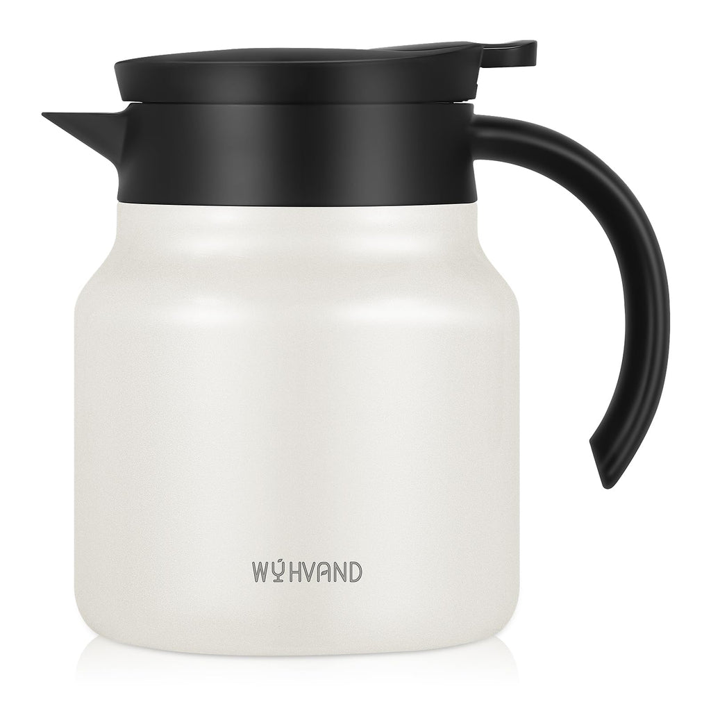 WYHVAND Small Insulated Coffee Carafe, 27 oz, Keeps Hot for 12H, Cream