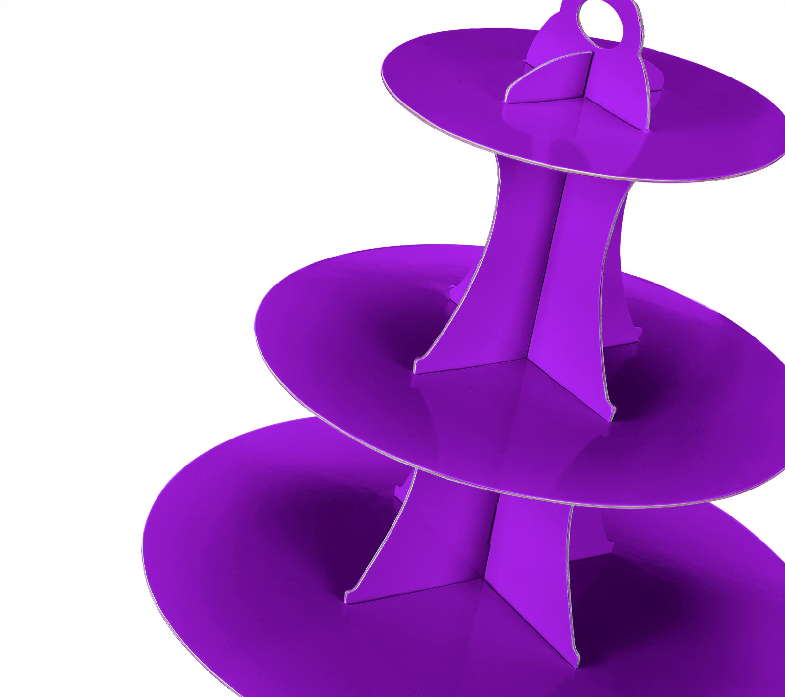 YLDW Cupcake Stand 2Pcs, 3-Tier Cupcake Stand Display, Cardboard Cup Cake Tower Stand, Disposable Dessert Stand for Birthday Tea Party Baby Shower Treat Decorations, Purple