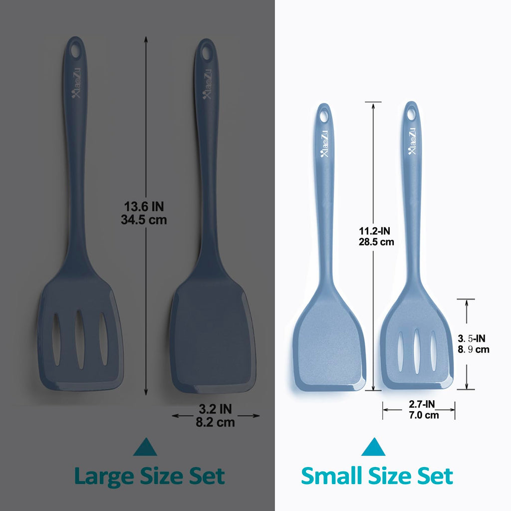 Silicone Spatula Turner Set, High Heat Resistant Spatulas with Seamless One Piece Design, Nonstick Rubber Flippers Utensils for Baking & Cooking,BPA-Free, Starry Blue,11IN