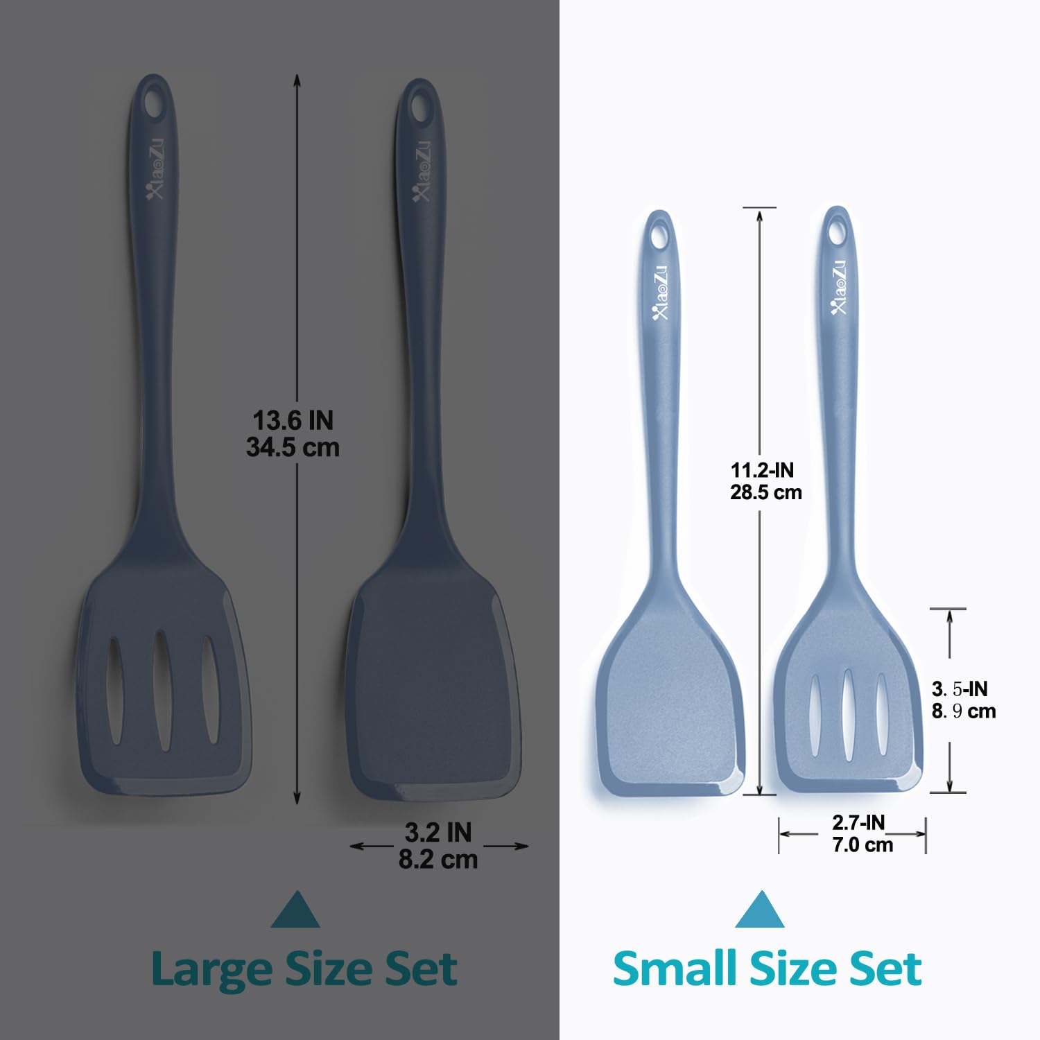 Silicone Spatula Turner Set, High Heat Resistant Spatulas with Seamless One Piece Design, Nonstick Rubber Flippers Utensils for Baking & Cooking,BPA-Free, Starry Blue,11IN