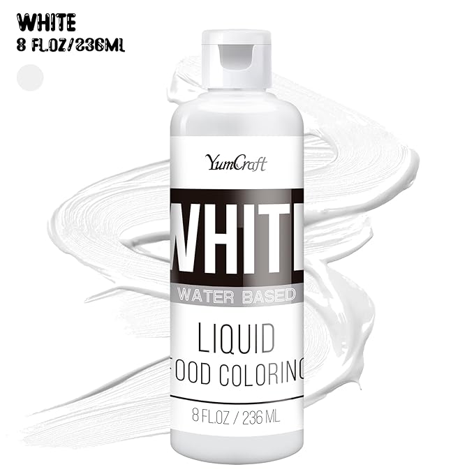Food Coloring Liquid - Vibrant Color Food Coloring for Cake Decorating, Baking, Easter Egg, Icing - Tasteless Food Color Dye for Fondant, Cooking, Slime, Airbrush (White, 8 Fl.oz)