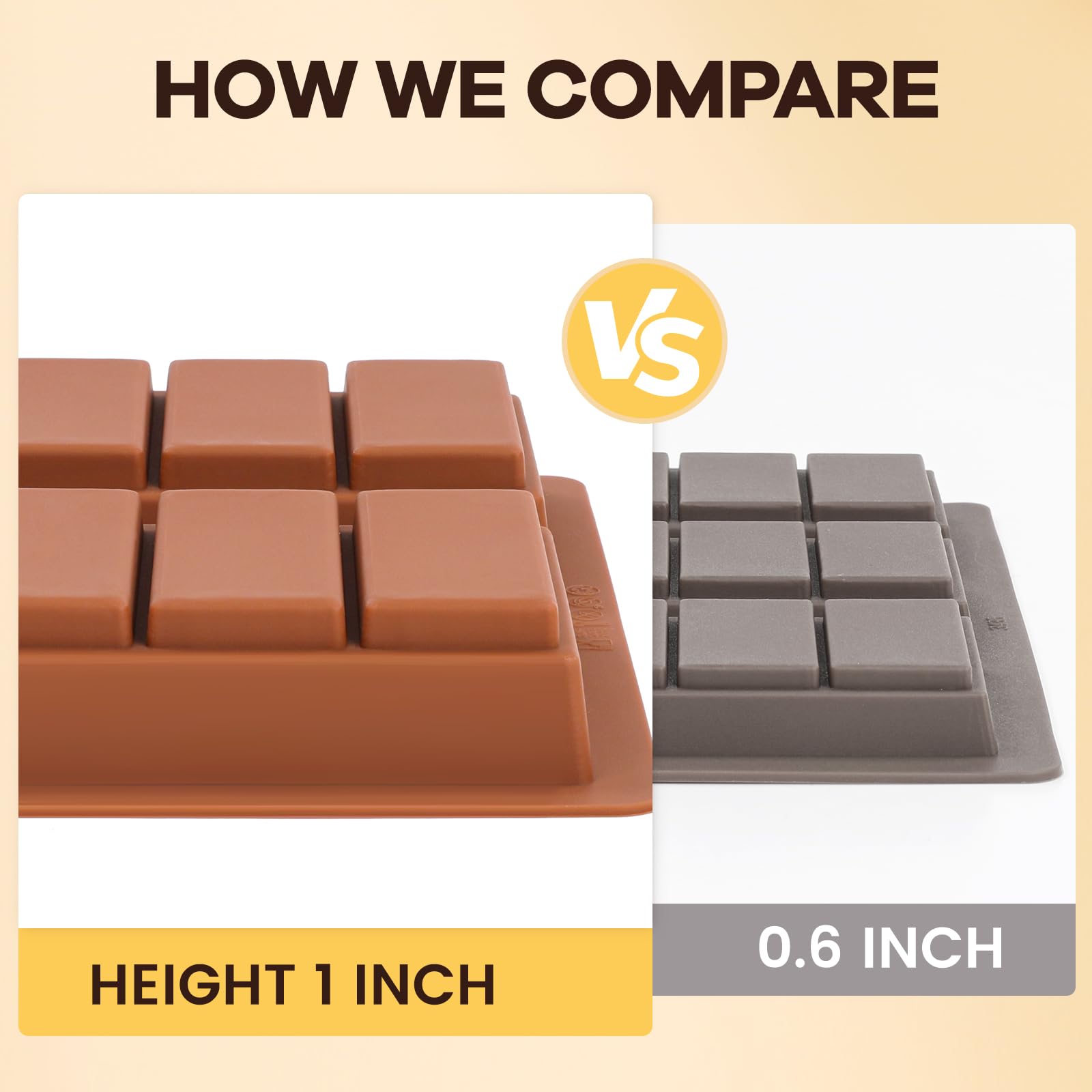 Fimary Dubai Chocolate Molds 1 Inch Deep, Silicone Chocolate Bar Mold – Non-Stick, Flexible, Large and Thick Homemade Chocolates, Candies, and Desserts - Set of 1
