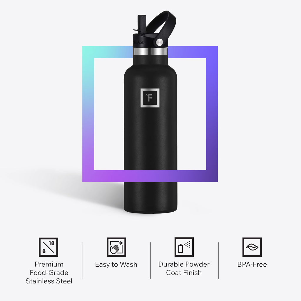 IRON °FLASK 32 oz Narrow Mouth Water Bottle with 3 Lids