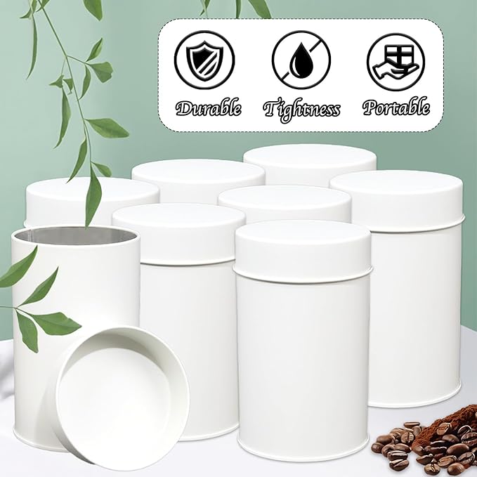 Tea Canister, 6 Pack Tea Tin Loose Leaf Tea Storage Tea Tins For Loose Tea, Tea Storage Loose Leaf Metal Tea Tin Canister For Loose Tea Storage Coffee Sugar Candy Herbs And Spices (White)