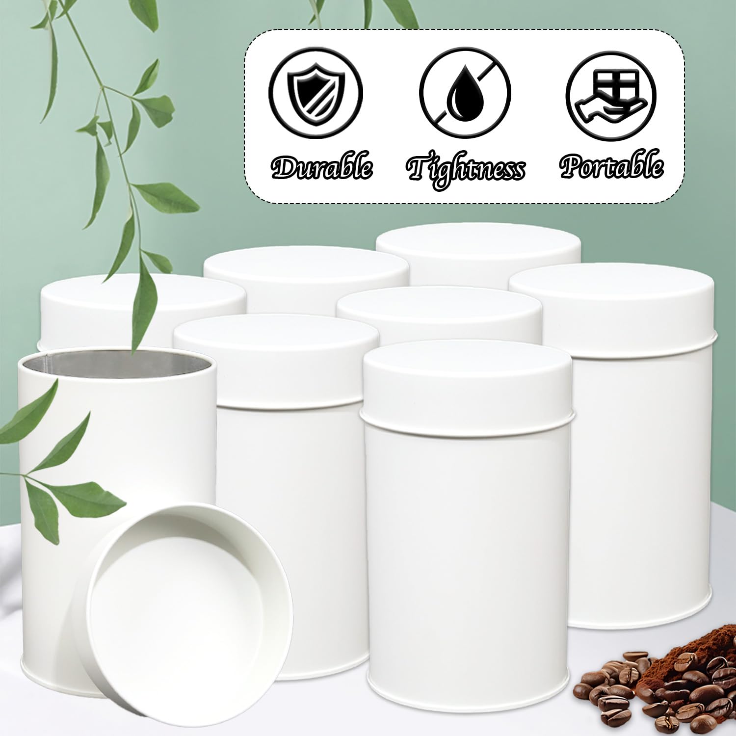 Wuqoioo Tea Canister, 6 Pack Tea Tin Loose Leaf Tea Storage Tea Tins For Loose Tea, Tea Storage Loose Leaf Metal Tea Tin Canister For Loose Tea Storage Coffee Sugar Candy Herbs And Spices (White)