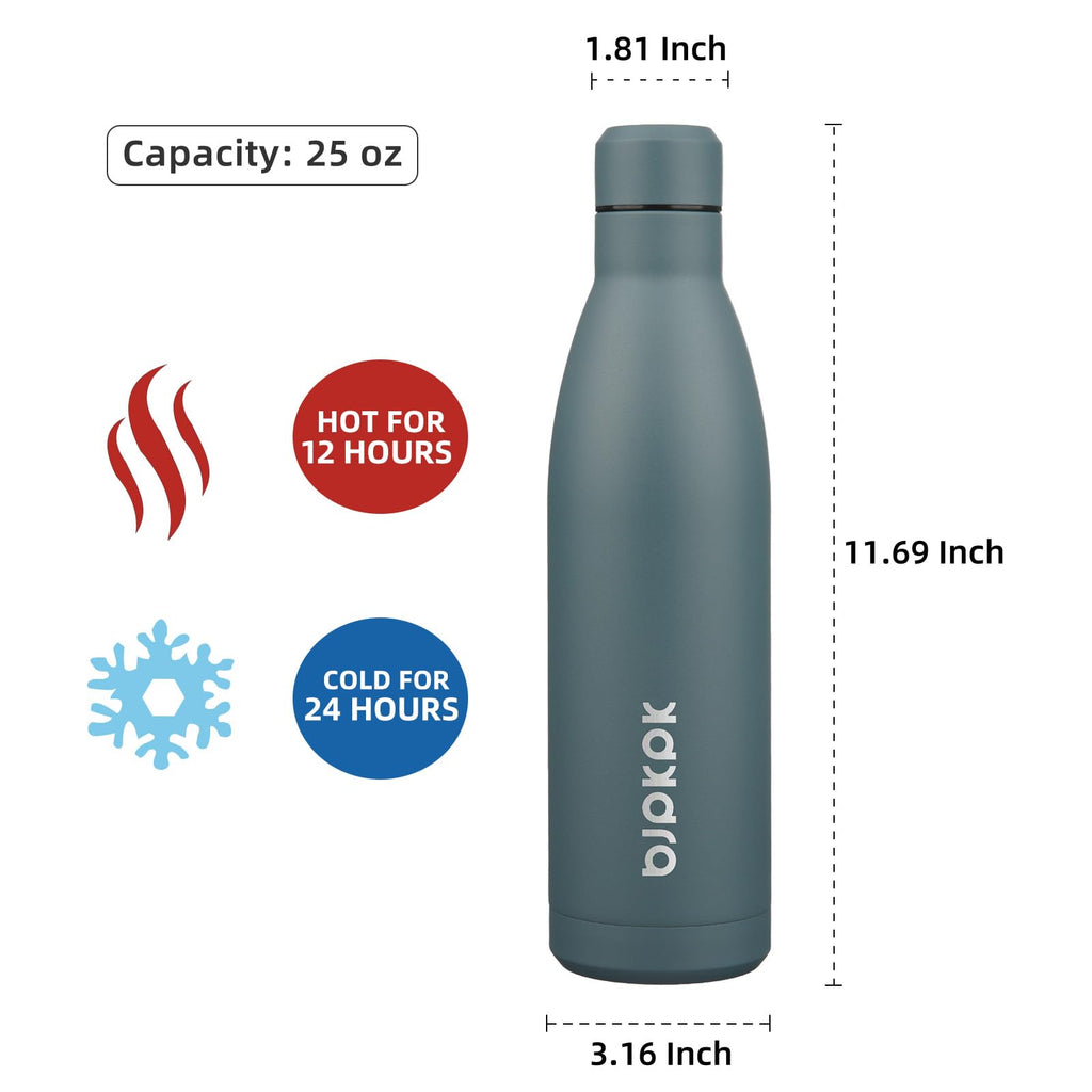 BJPKPK 25 oz Insulated Stainless Steel Water Bottle, Metal Sports Flask