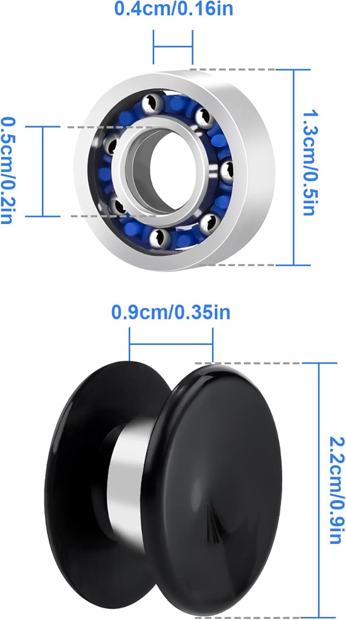 NiArt Fidget Spinner Toy DIY Bearing with Caps Set 24-Pack, MR137 0.5" Single-Sealed Chrome Steel Bearing Balls Replacement High Speed 13mmx7mmx4mm Epoxy Resin Casting Craft Skateboard Stress Reliever