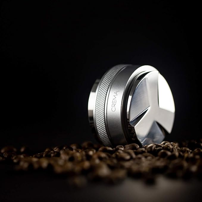 Crema Coffee Products 51mm Hand Tamper & Coffee Distributor|Compatible with Delonghi Dedica & La Specialista Portafilter|Double-Sided,Adjustable Depth Tool|Made with Durable 304 Stainless Steel|Silver