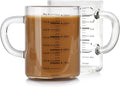 2 Piece Expresso shots cup,Glass measuring cup,8 Oz Glass Measuring Cup,Tea Glass Cups withHandles,Glass Coffee Cups for Latte(Black-2pcs)