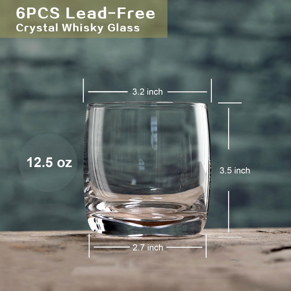 Wlasss Whiskey Glasses Set of 6, 12.5 oz Crystal Rocks Glasses