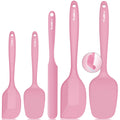 Walfos Silicone Spatula Set of 5 - (600°F) High Heat Resistant Kitchen Scraper Spatulas, One-Pieces Seamless Design, Perfect for Cooking Mixing & Baking - BPA Free and Dishwasher Safe（Pink）