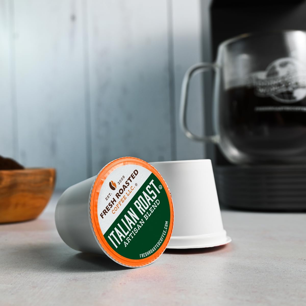 Fresh Roasted Coffee, Italian Roast, Dark K-Cup Pods for Keurig Brewers, Dark Roast, Kosher, 24 Count (Pack of 1)