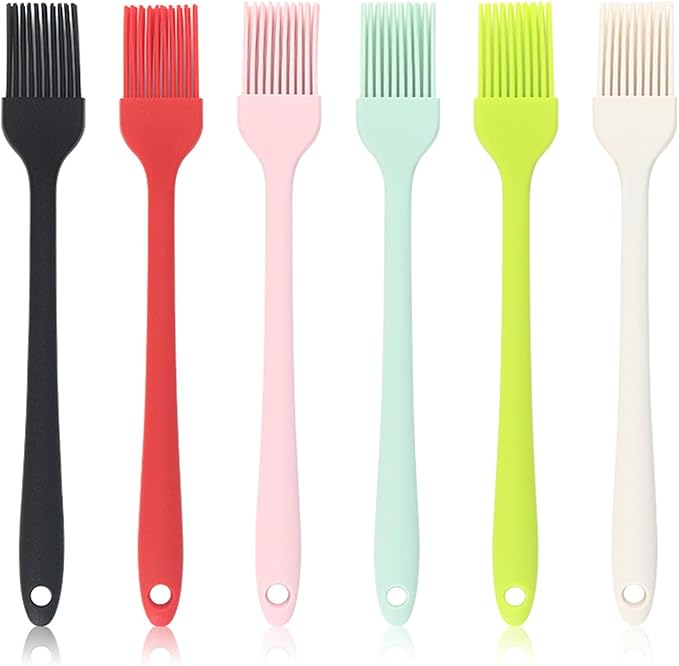 6Pcs Silicone Basting Brush Upgrade Pastry,Heat Resistant Brushes Premium Cooking Brush for Sauce Marinade Meat Glazing Oil BBQ Kitchen Cooking Baking Grilling Flavoring 19cm/7.48"(Small)