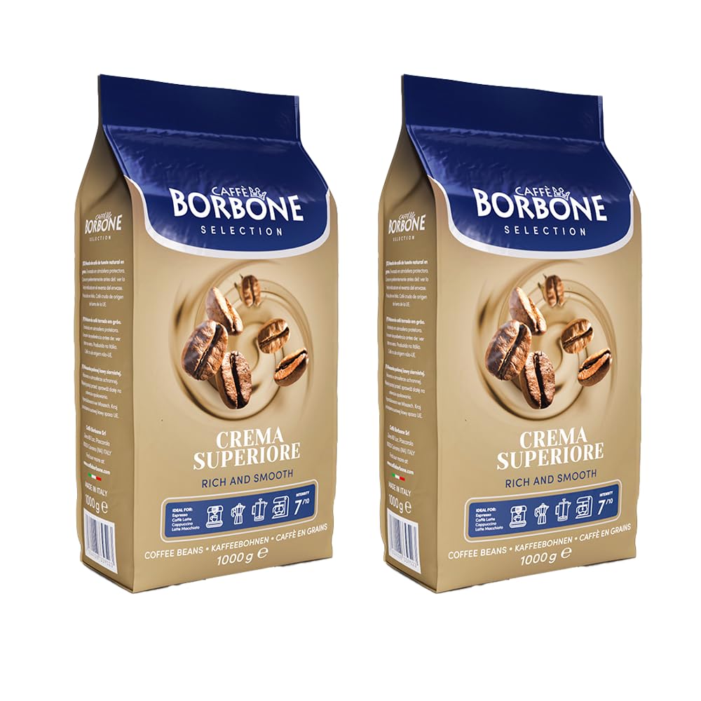 Caffè Borbone Crema Superiore Whole Bean Coffee, Arabica and Robusta Blend, Medium Roast, 2.2 lb Bag (Pack of 2)