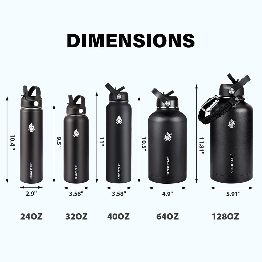 Insulated Water Bottle 64 oz, Triple Wall Vacuum Stainless Steel Water Bottles (Cold for 48 Hrs), Leak Proof & Non-BPA, Half Gallon Water Flask Jug Wide Mouth Straw Lid & Spout Lid