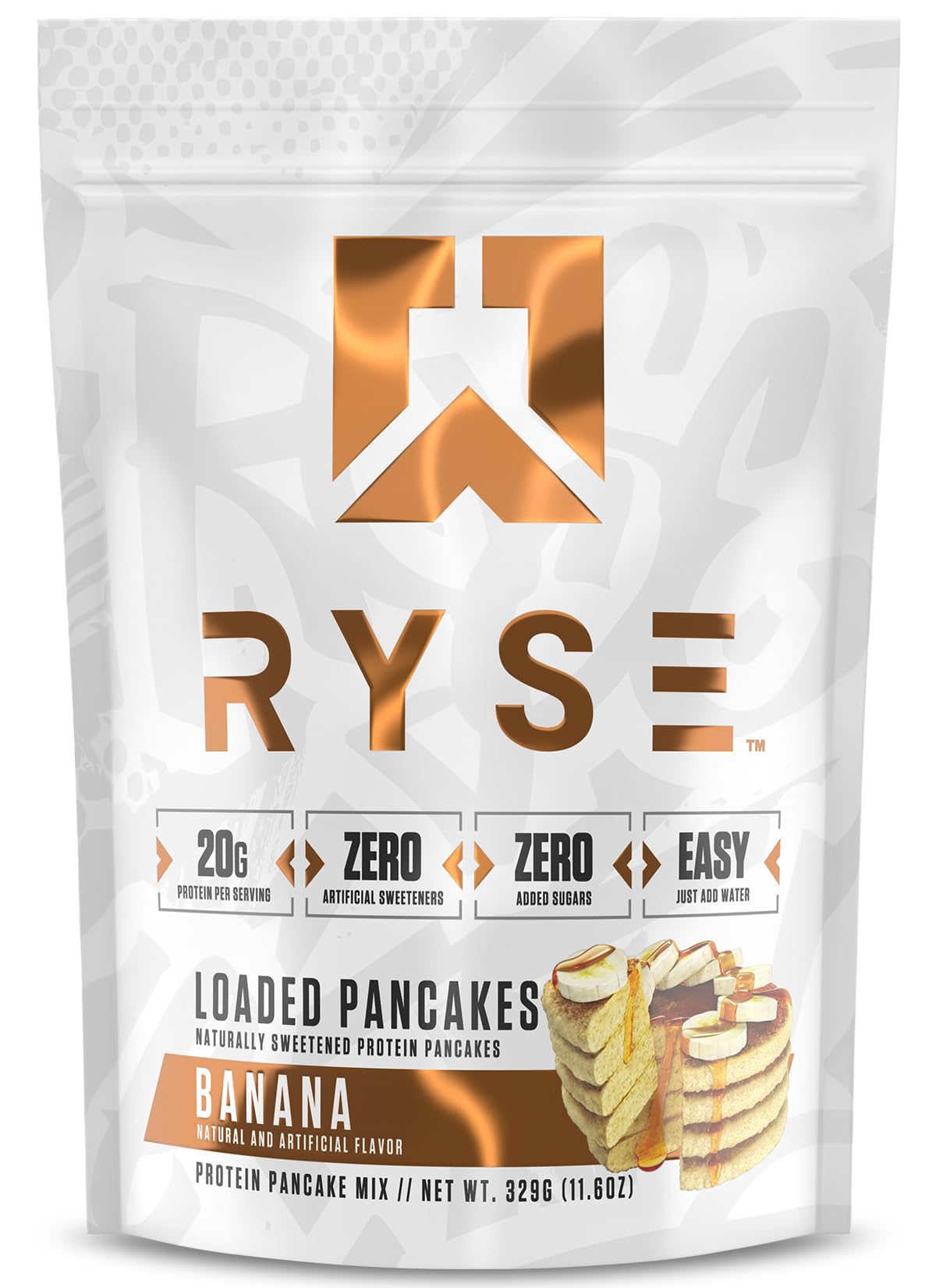 RYSE Loaded Protein Pancake & Waffle Mix - Buttermilk - Naturally Sweetened Breakfast with 21g Protein, 3g MCTs and 2g Fiber - No Added Sugar - High Protein Snack for Clean Energy - 6 Servings
