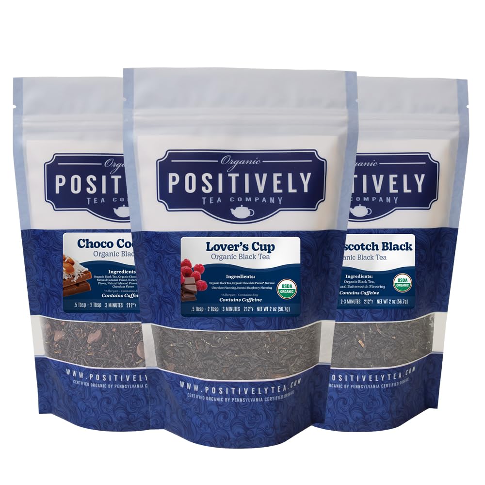 Positively Tea, Organic Dessert Tea Sampler, Loose Leaf, 4 Ounce, 3 Pack
