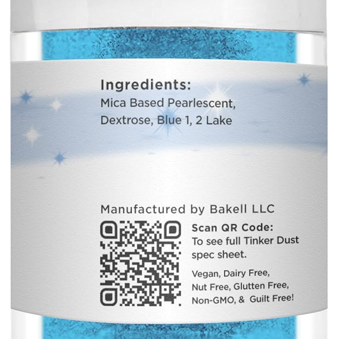 BAKELL Neon Blue Edible Glitter, 25 Grams | TINKER DUST Edible Glitter | KOSHER Certified | 100% Edible Glitter | Cakes, Cupcakes, Cake Pops, Drinks, Dessert Vegan Glitter & Dusts (25g, Neon Blue)