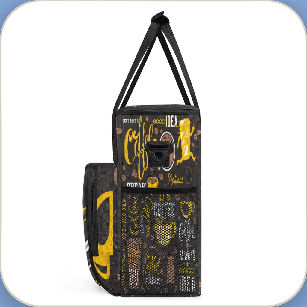 FengQuGou Yellow Coffee Break Cafe Maker Carring Bag Travel Carrying Storage Tote Compatible with Keurig K-Mini or Plus Portable Single Serve Brewer Case Pockets for K-cup Pods