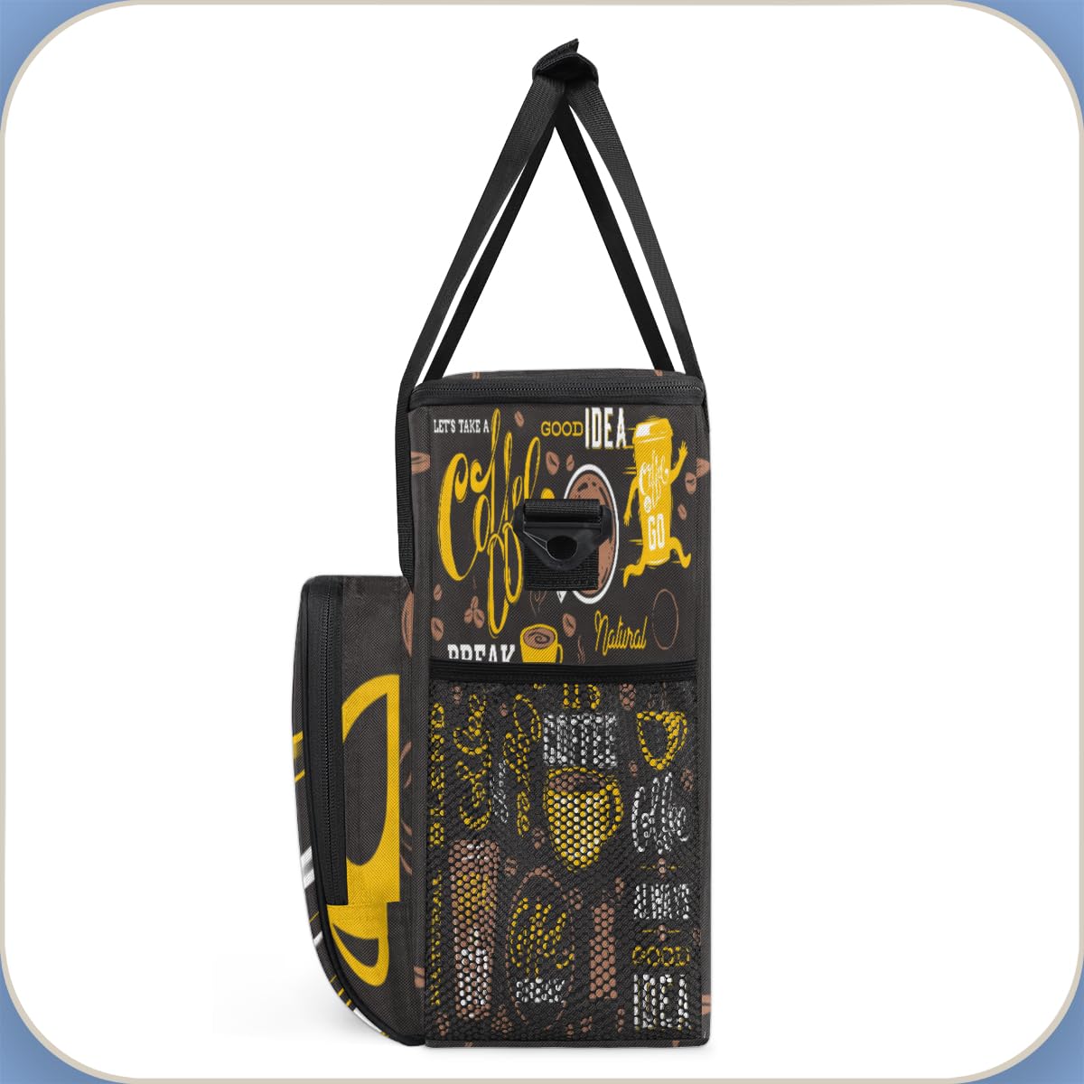 FengQuGou Yellow Coffee Break Cafe Maker Carring Bag Travel Carrying Storage Tote Compatible with Keurig K-Mini or Plus Portable Single Serve Brewer Case Pockets for K-cup Pods