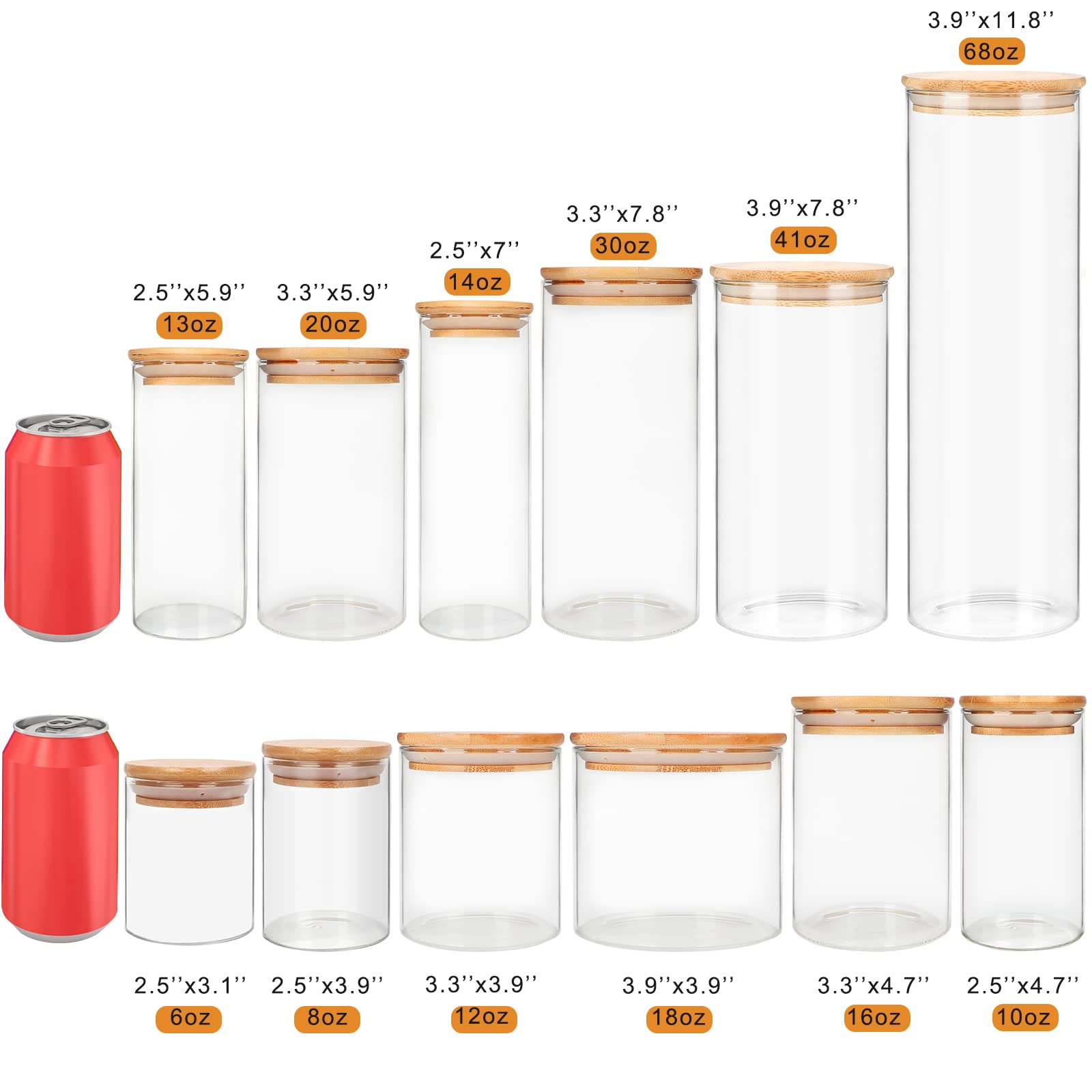 DHSBTLS 15 Pack 10 oz Glass Jars With Bamboo Lids for Kitchen, Pantry