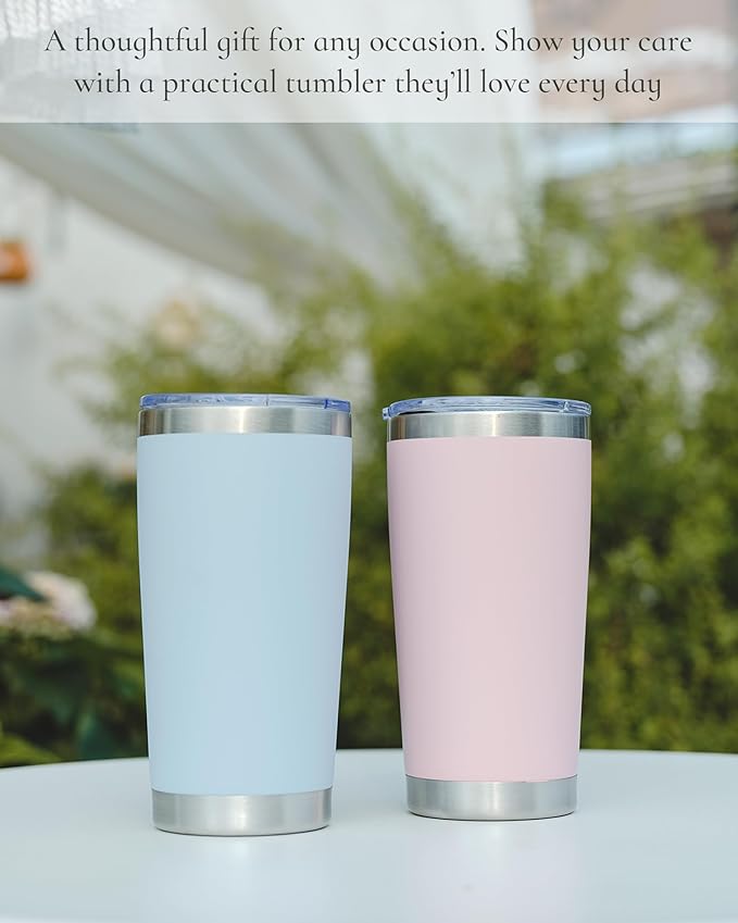 Travel Coffee Tumbler 20oz, 4 Pack Leakproof Travel Coffee Mug with Lid and Straw, Stainless Steel Double Wall Vacuum Insulated Tumbler for Hot/Iced Drinks (Textured Matte, Army Green)