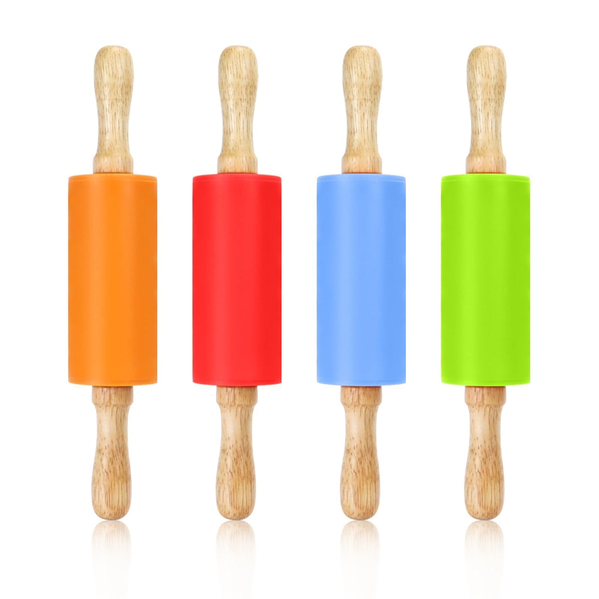 Faxco 4 Pack Mini Rolling Pin for Kids 9 Inch, Non-Stick Wooden Handle