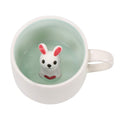 Szoyeay Rabbit Ceramic Cup Hidden 3D Animal Inside Mug,12 oz Cute Cartoon Handmade Figurine Mugs,Christmas Birthday Surprise for Friends Family or Kids (Rabbit)