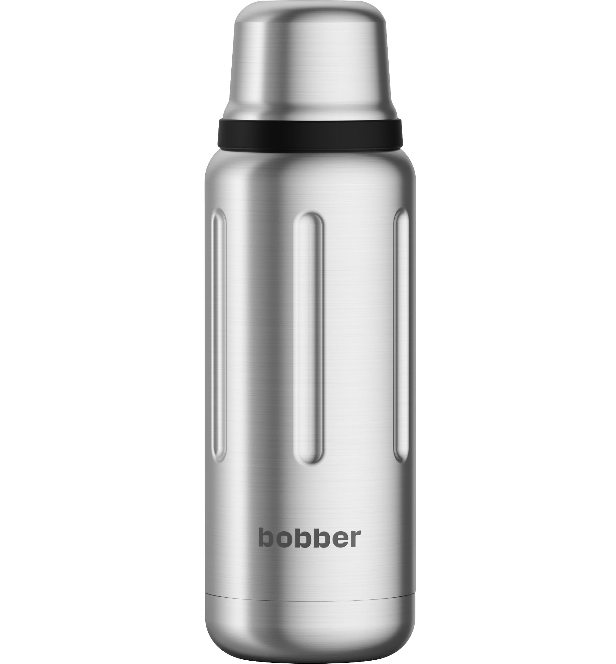 BOBBER 26 oz Stainless Steel Travel Thermo Flask for Hot Drinks – Dishwasher Safe Metal Water Bottle with Cup Lid for Men, Hiking – Keeps Hot for 36 Hours – BPA-Free, Vacuum Insulated (Matte)