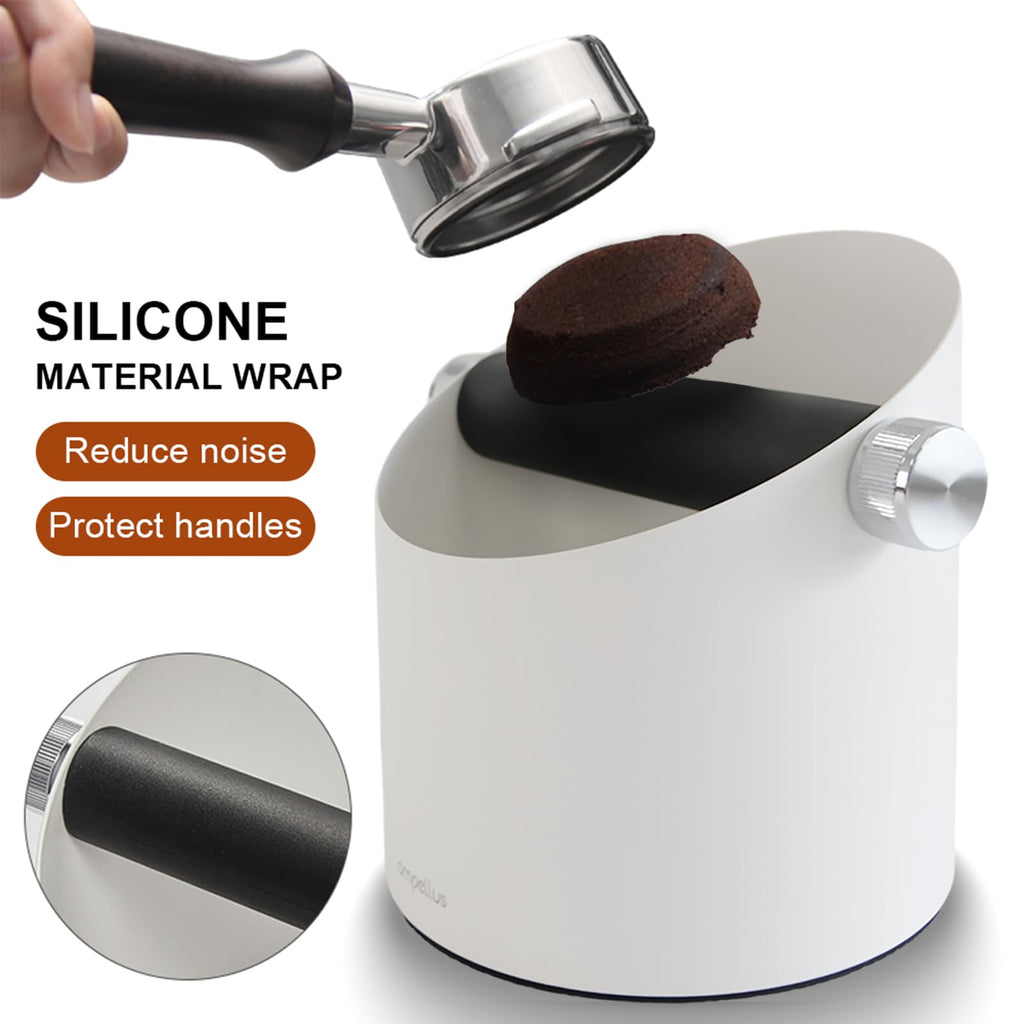 Ompellus Espresso Knock Box, Stainless Steel Coffee Puck Knock Box (Black)