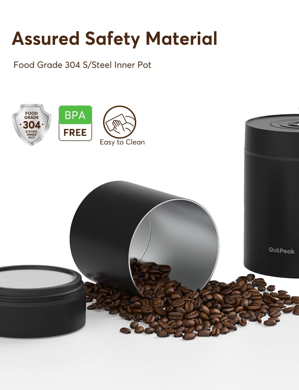 OUTPEAK Neo Latest Vacuum Coffee Canister, 0.5L for 4.6oz Coffee Beans, One-Button Operation, Small Airtight Coffee Canister with Scoop, Coffee Storage Container Stainless Steel (Champion's Choice)