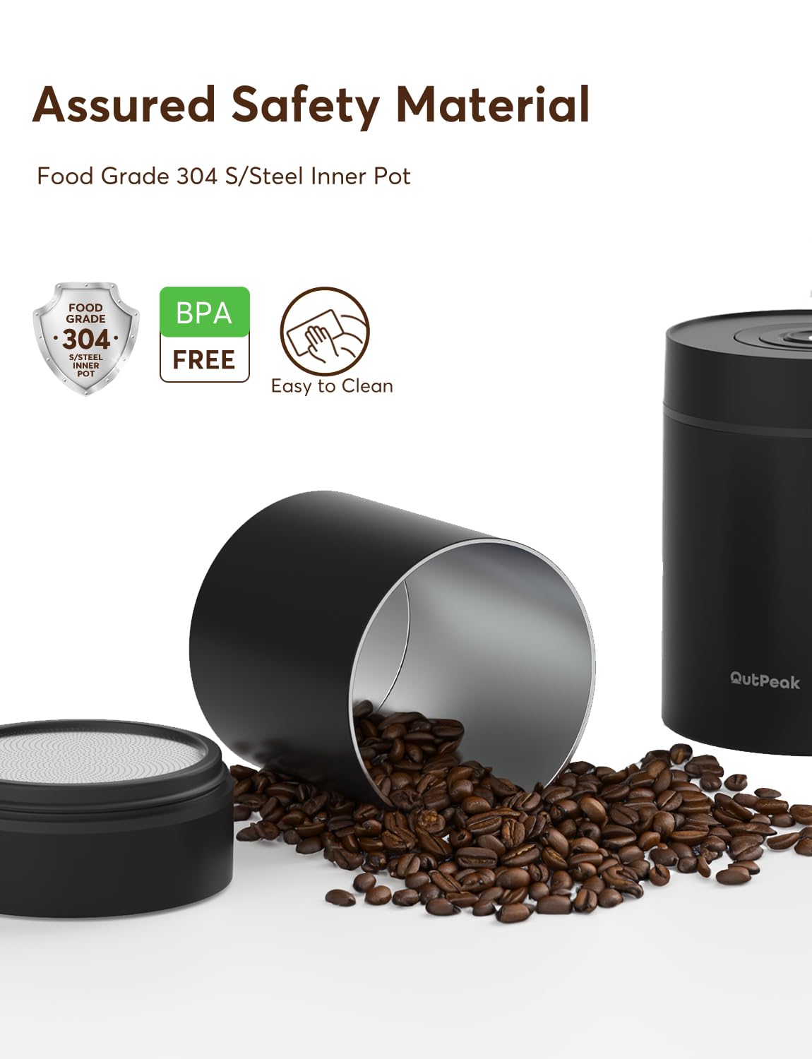 OUTPEAK Neo Latest Vacuum Coffee Canister, 0.5L for 4.6oz Coffee Beans, One-Button Operation, Small Airtight Coffee Canister with Scoop, Coffee Storage Container Stainless Steel (Champion's Choice)