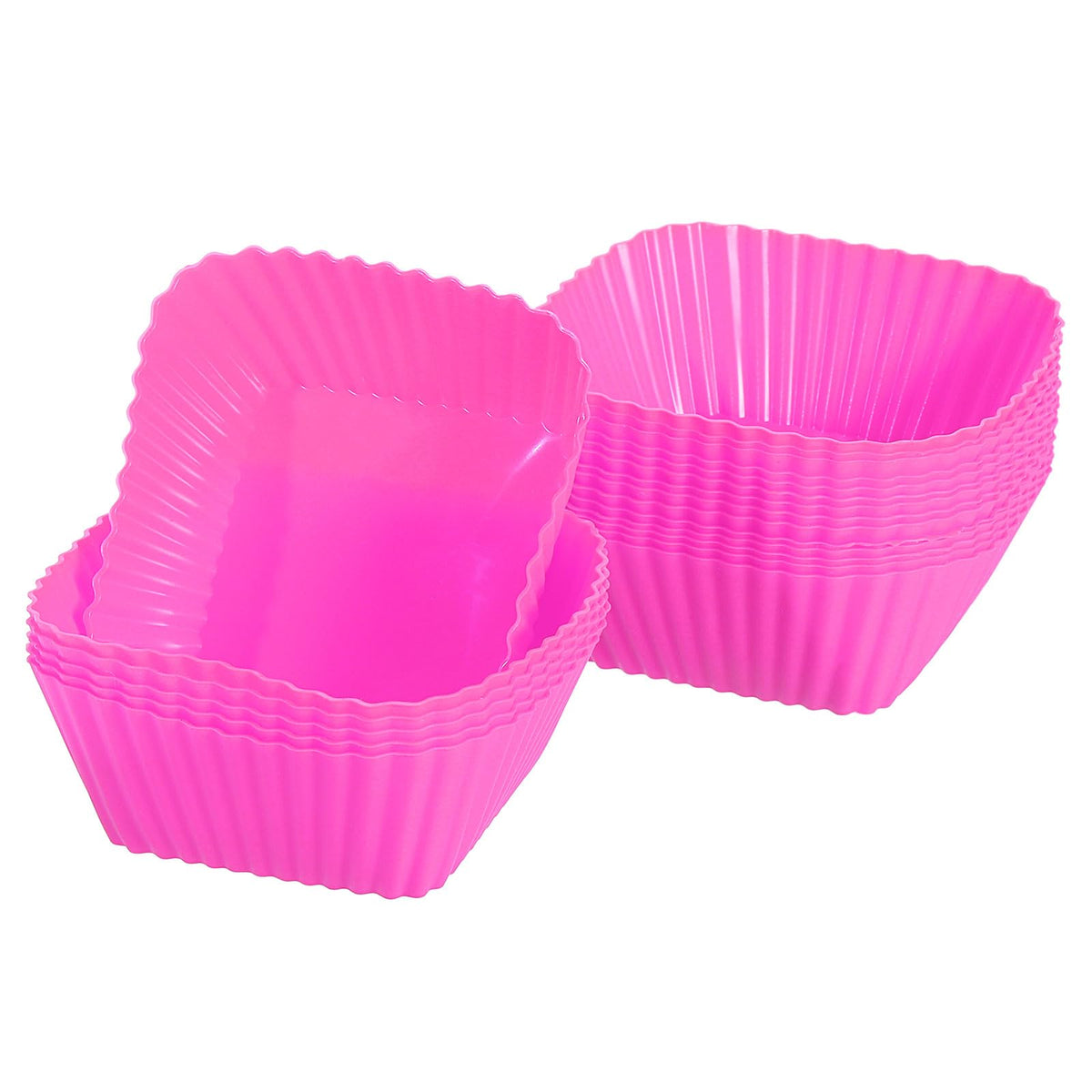 uxcell 18Pcs Silicone Cupcake Baking Cups, Silicone Muffins Liners Non-Stick Square Baking Cups, for Cooking Eggs Baking Muffins and Make a Cake(Red)