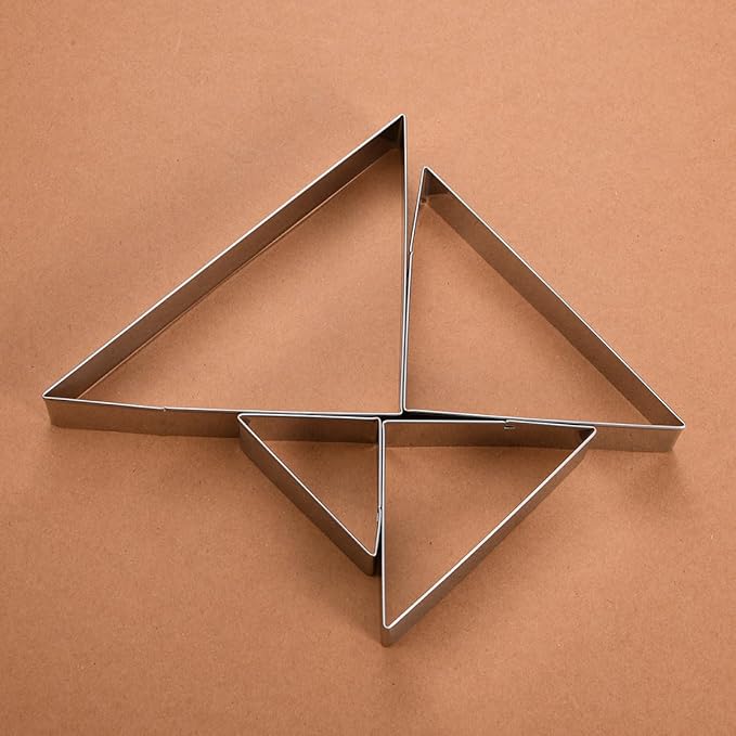 Triangle Cookie Cutter Set 45/90 Degree Stainless Steel Half Square Right Angle Triangle Geometric Frame Plaque Cookie Cutters Shapes Molds - 1 Inch Depth (4 Sizes)