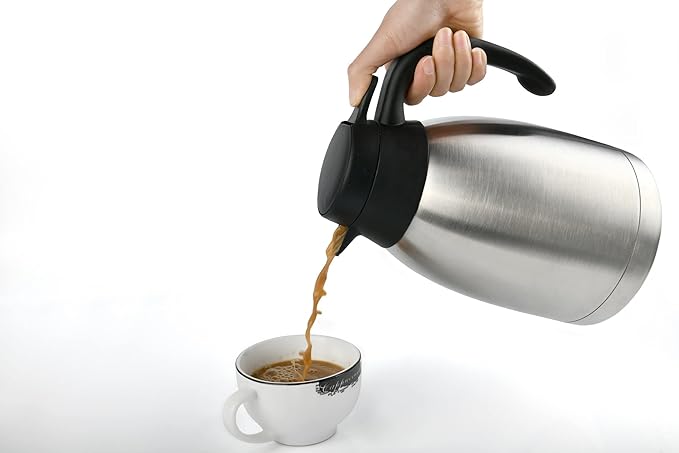 Heritage66 Stainless Steel Thermal Coffee Carafe Triple Layer Thermal Vacuum insulated 12 hours heat Retention/24 hours cold Retention/ 1 Liter Tea, Water, and Coffee Dispenser