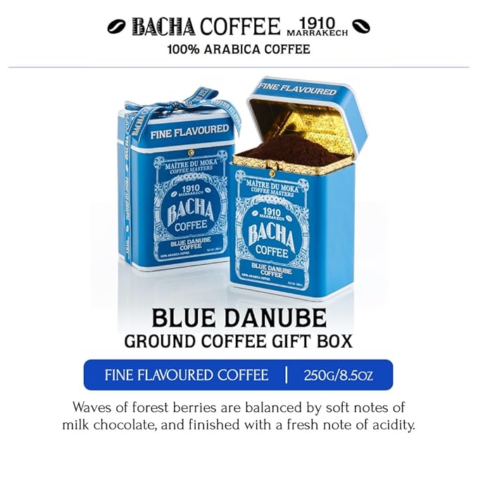 Bacha Coffee | Blue Danube Fine Flavoured Signature Nomad Collection, 100% Arabica Specialty Coffee, Ground Beans, Medium Roast, 250g