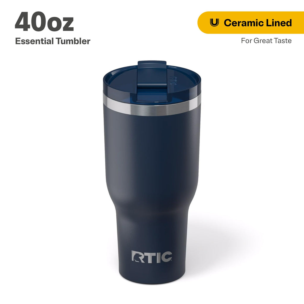 RTIC 40oz Essential Tumbler with Lid, Ceramic Lined, Navy
