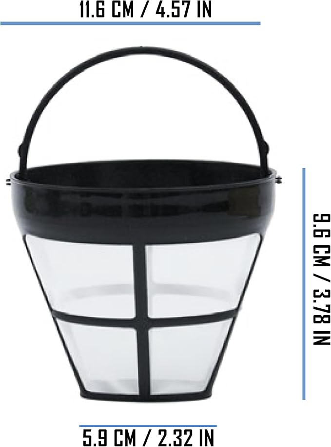 GOLDTONE Reusable (2 Pack) 8-12 Cup #4 Cone Nylon Coffee Filter fits Ninja Coffee Makers and Brewers, BPA Free