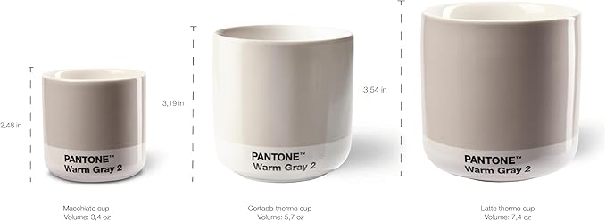 Copenhagen Design Pantone Latte Cup - Double Wall Thermo - Cappuccino Handleless Mug - 7.44oz/220ml, Black 419