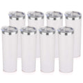 HASLE OUTFITTERS 20 oz Skinny Tumblers Bulk Set, Stainless Steel Insulated Slim Tumblers with Lids, Reusable Double Wall Travel Coffee Mugs, Durable Powder Coated Travel Water Cups(White, 8)