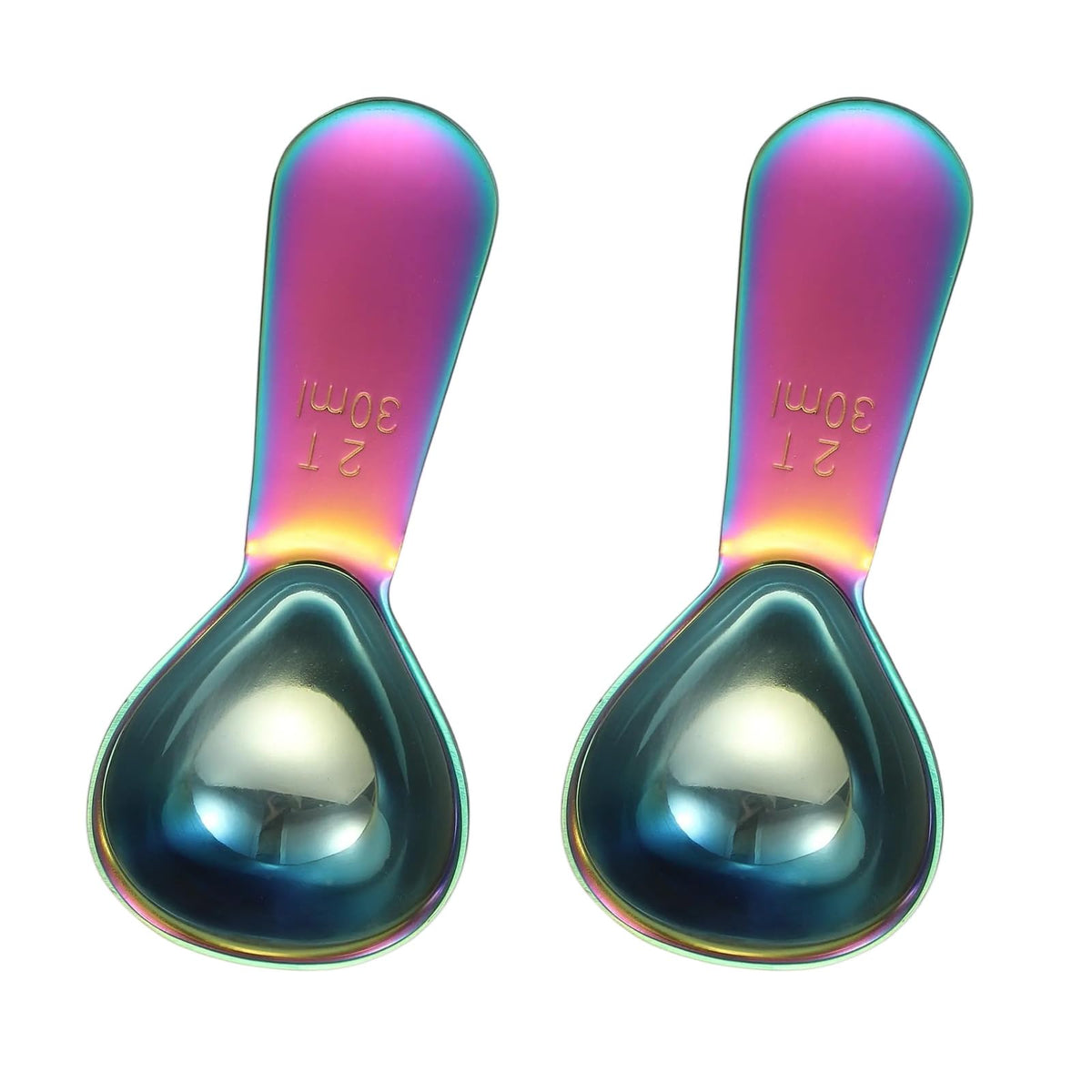uxcell 2Pcs Stainless Steel Coffee Scoop, 30ml Short Handle Measuring Spoon for Ground Coffee Tea Sugar Kitchen Gifts, Black