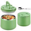 14oz Insulated Vacuum Food Jar with Buckle Lid,Soup Thermo for Hot Food Kids,Wide Mouth Leakproof Stainless Steel Lunch Container with Spoon-Green