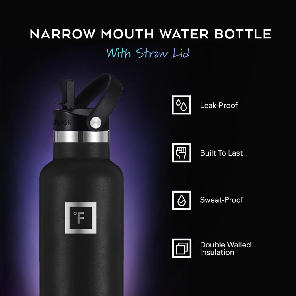 IRON °FLASK 24 oz Narrow Mouth Water Bottle with Straw