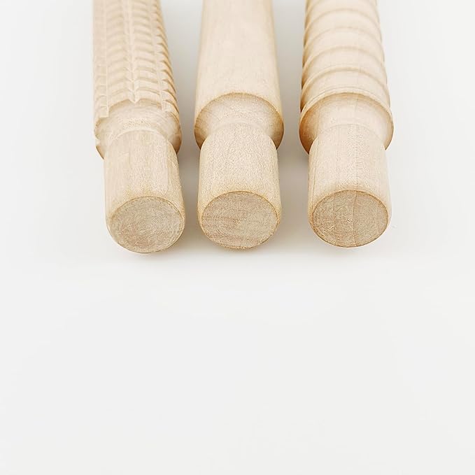 3 pcs 8 Inch Wood Rolling Pin, Great for Children's Play, Arts and Crafts