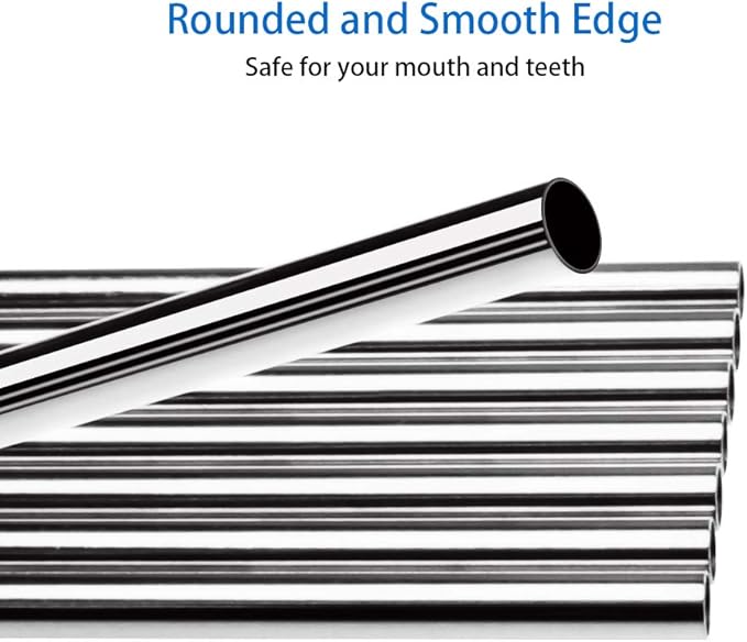 Tomorotec Reusable Straws 30 Pack, Stainless Steel Drinking Straws, Metal Straw Bulks for Smoothies Tumblers Cocktail MilkShake,Set of 15 Straight and 15 Bent with 2 Cleaning Brushes, Silver