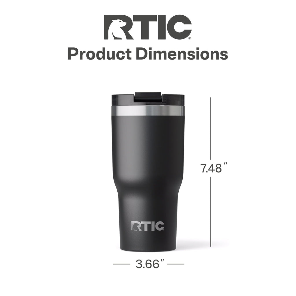 RTIC 20oz Essential Tumbler with Lid, Ceramic Lined, Black