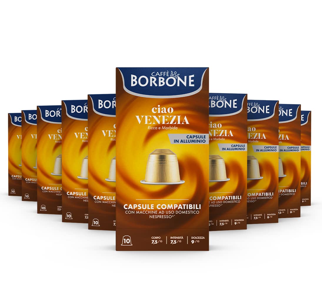 Caffè Borbone Espresso Intenso Aluminum Capsules Compatible with Nespresso Original Machines, Dark Roast, 100 Count