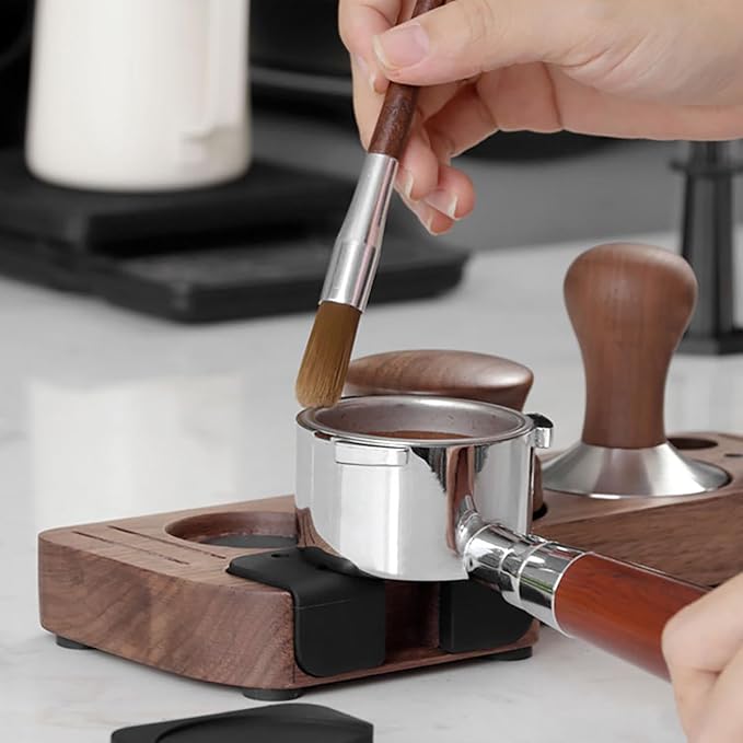 Joyeee Wooden Espresso Tamping Station, Portafilter Tamping Stand Espresso Coffee Organizer Box Fit for Storage 51, 53, 58MM Espresso Tamper Mat Portafilter Holder, (Accessories not included)