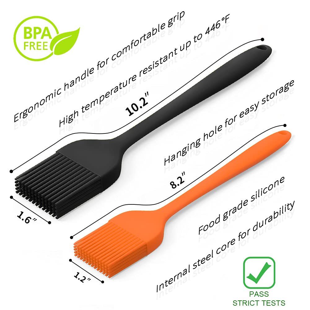 Silicone Basting Pastry Brush - Cooking Brush for Oil Sauce Butter Marinades, Food Brushes for BBQ Grill Kitchen Baking, Baster Brushes Baste Pastries Cakes Meat Desserts, Food Grade, Dishwasher Safe